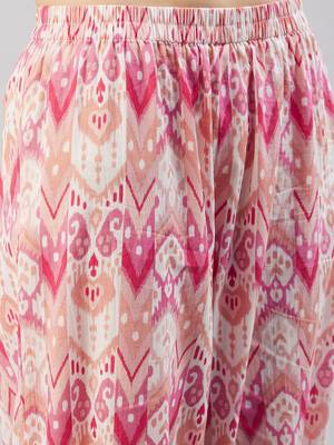Winered woman pink geometric print collared neck embroidered pathani kurta set 5