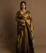 Gold Banarasi Handloom Tissue Saree with Running Blouse Piece
