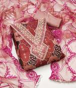 Kimisha women's peach organza hand work dress material