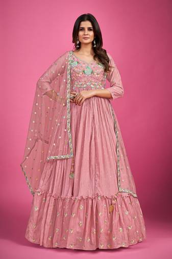 Pink color designer gown