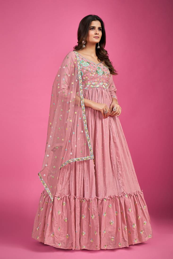Pink color designer gown