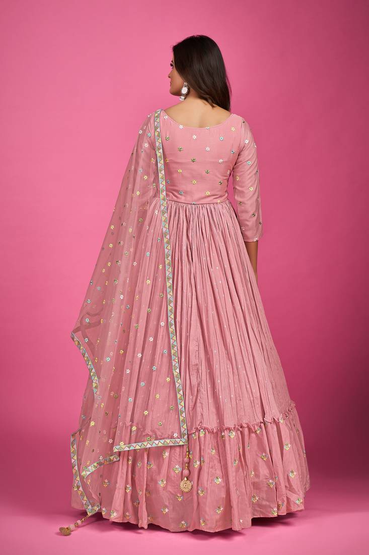 Pink color designer gown