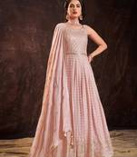 Baby Pink color georgette base Gown with dupatta
