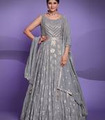 Fusionic Grey Color Ethnic wear Gown Set