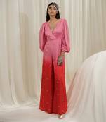 Pink & red overlap jumpsuit
