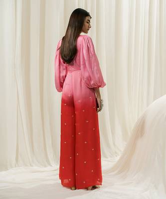 Pink & red overlap jumpsuit 2