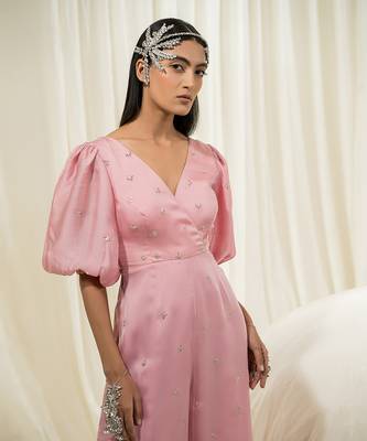 Light pink & parrot green overlap jumpsuit 3