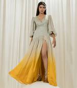 Light mint & mustard long dress