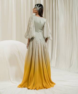 Light mint & mustard long dress 2