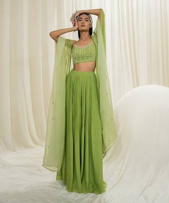 Parrot green sharara set 2