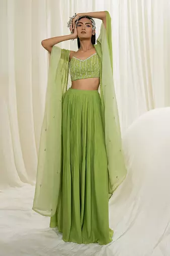 Parrot green sharara set