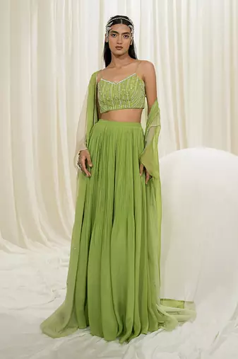 Parrot green sharara set