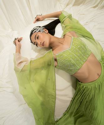 Parrot green sharara set 5