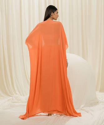 Orange cowl skirt set 3