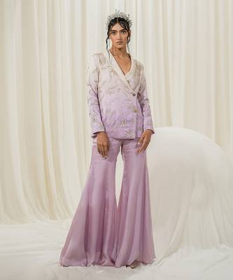 Off white & lavender jacket set 1