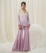 Off white & lavender jacket set