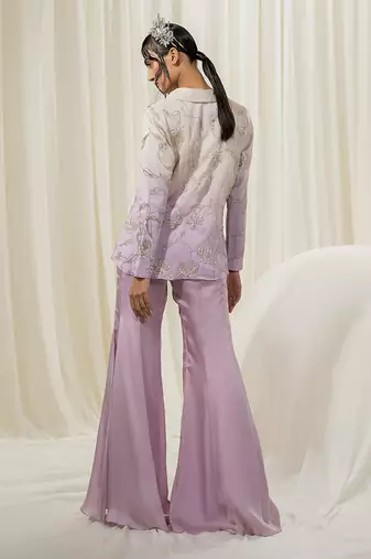 Off white & lavender jacket set