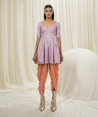 Lavender peplum dhoti set 1