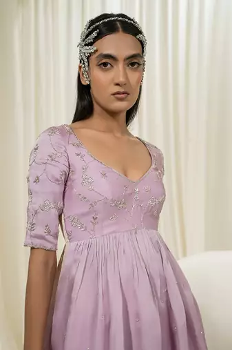 Lavender peplum dhoti set