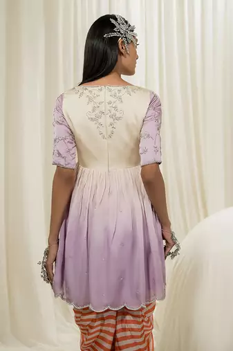 Lavender peplum dhoti set