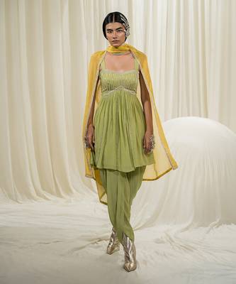 Parrot green dhoti set 1