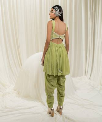 Parrot green dhoti set 2