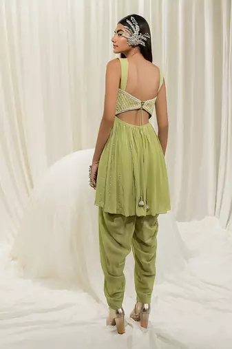 Parrot green dhoti set