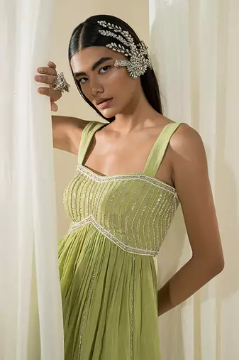 Parrot green dhoti set
