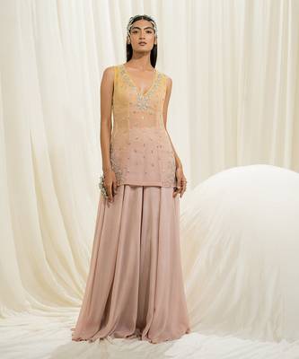 Light pink ombre sharara set 1
