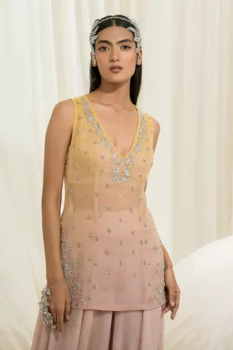 Light pink ombre sharara set