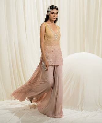 Light pink ombre sharara set 4