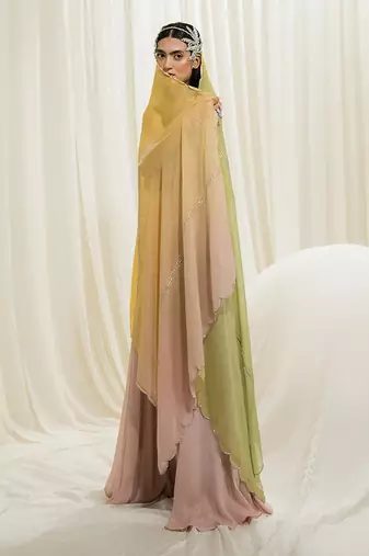 Light pink ombre sharara set