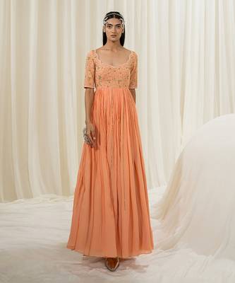 Peach anarkali with dupatta 1