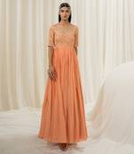 Peach anarkali with dupatta