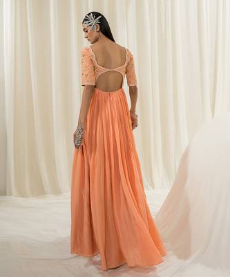 Peach anarkali with dupatta 2