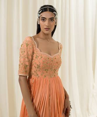 Peach anarkali with dupatta 3