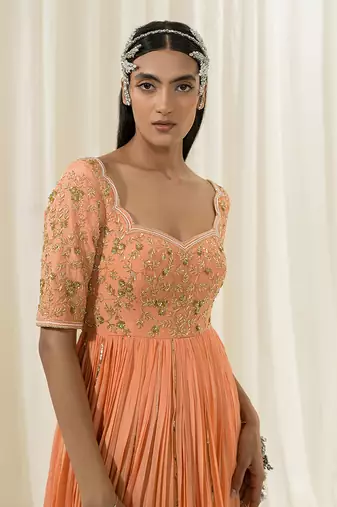 Peach anarkali with dupatta
