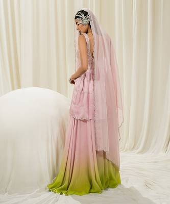 Pink & parrot green sharara set 2