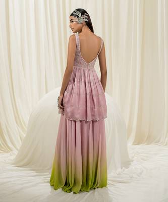 Pink & parrot green sharara set 3