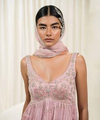 Pink & parrot green sharara set 4