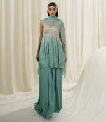 Light mint & turquoise sharara set