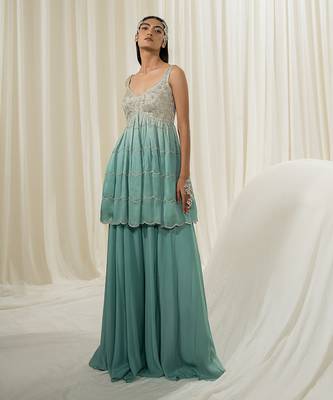 Light mint & turquoise sharara set 2