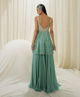 Light mint & turquoise sharara set 3
