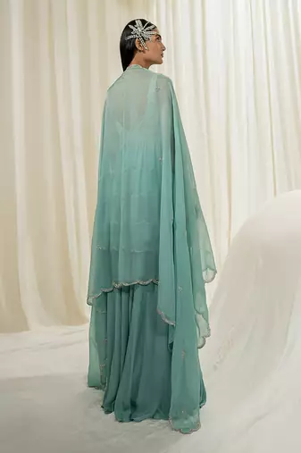 Light mint & turquoise sharara set