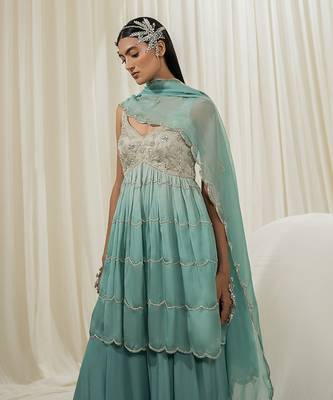 Light mint & turquoise sharara set 5