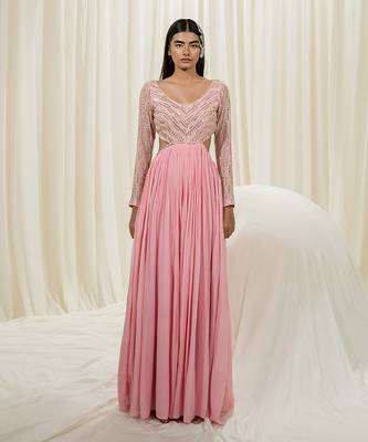 Bubble pink anarkali with dupatta 1