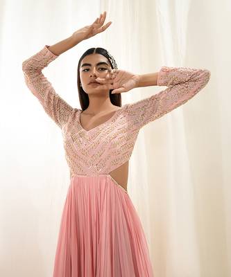 Bubble pink anarkali with dupatta 3