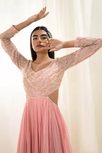 Bubble pink anarkali with dupatta