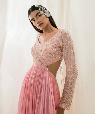 Bubble pink anarkali with dupatta 4