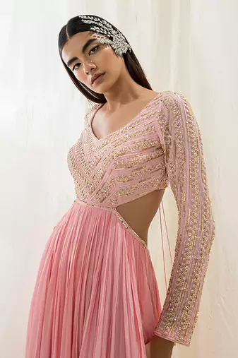 Bubble pink anarkali with dupatta